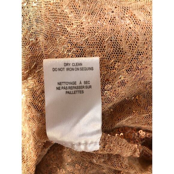 DR2 by Daniel Rainn Shirt Sequin Ruched Long Sleeve Button-Up Copper Rose NWT S - Picture 6 of 6